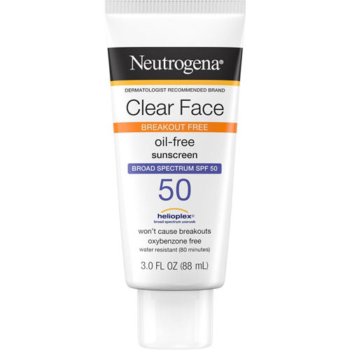 Neutrogena Clear Face Liquid Lotion Sunscreen Lotion Broad Spectrum SPF 50, 3 oz.