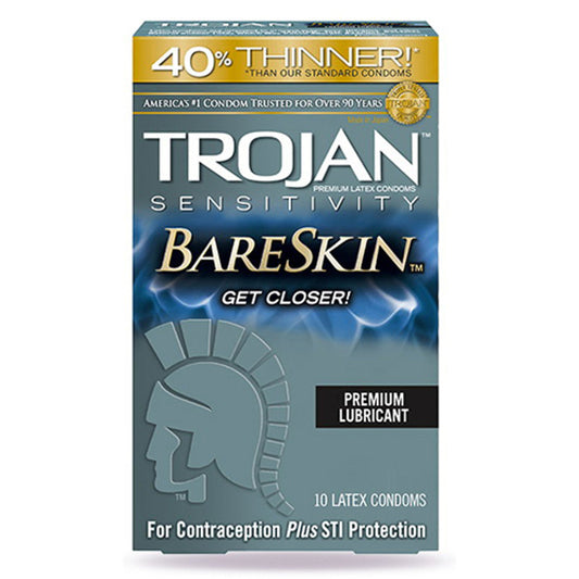 Trojan SensitiVitamins y Bareskin Premium Latex Condoms, 10 Ea