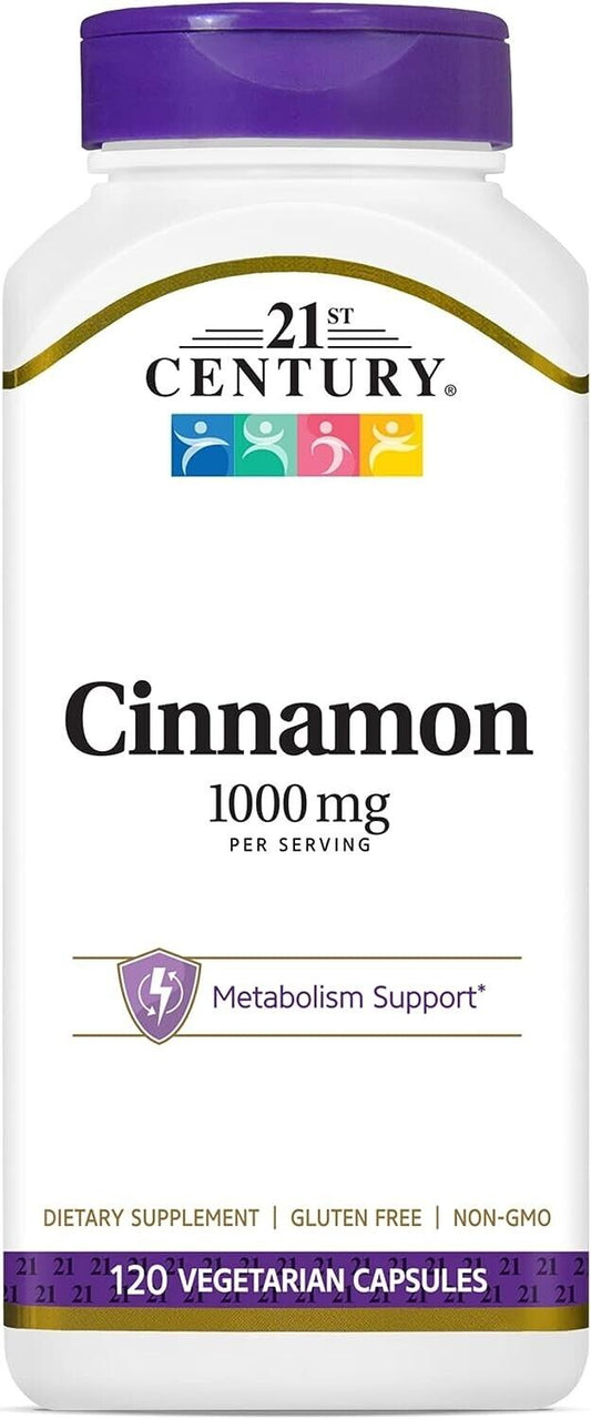 21st Century Cinnamon 1000 mg per serving Capsules 120ct -3 Pack