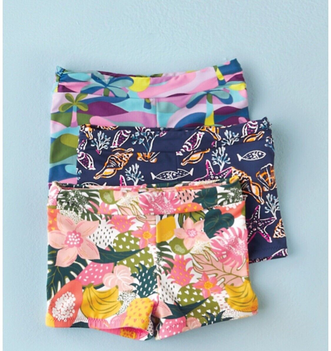 Girls' Wave Rider Ruched Swim Boy Shorts Size 10 & 14