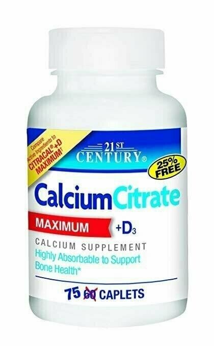 21st Century Calcium Citrate + D3 Maximum 630 mg/500 Iu 75 Tabs