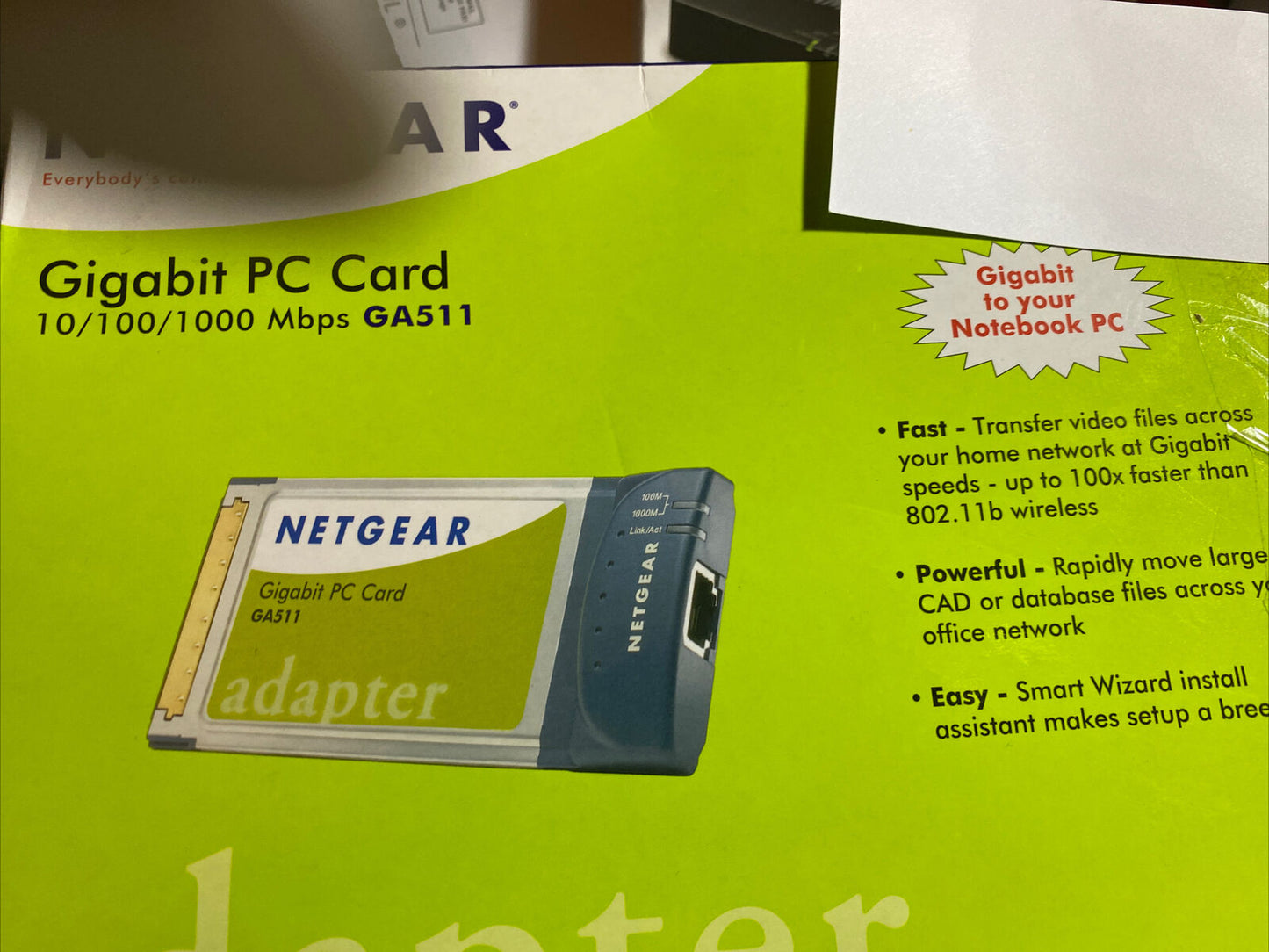  SEALED Netgear Gigabit PC Card 10/100/1000 Mbps GA511NA