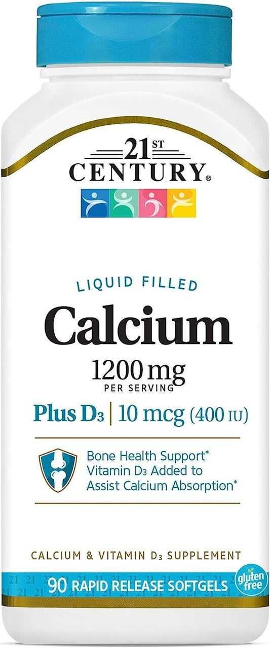21st Century Calcium Plus D3 Liquid Filled, 1200 mg, 90 Count 2 pack -exp 9/2025