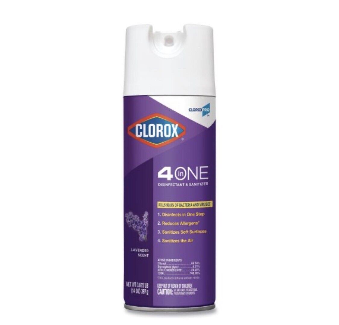Clorox 4-in-One Disinfectant and Sanitizer Lavender 14 oz Aerosol