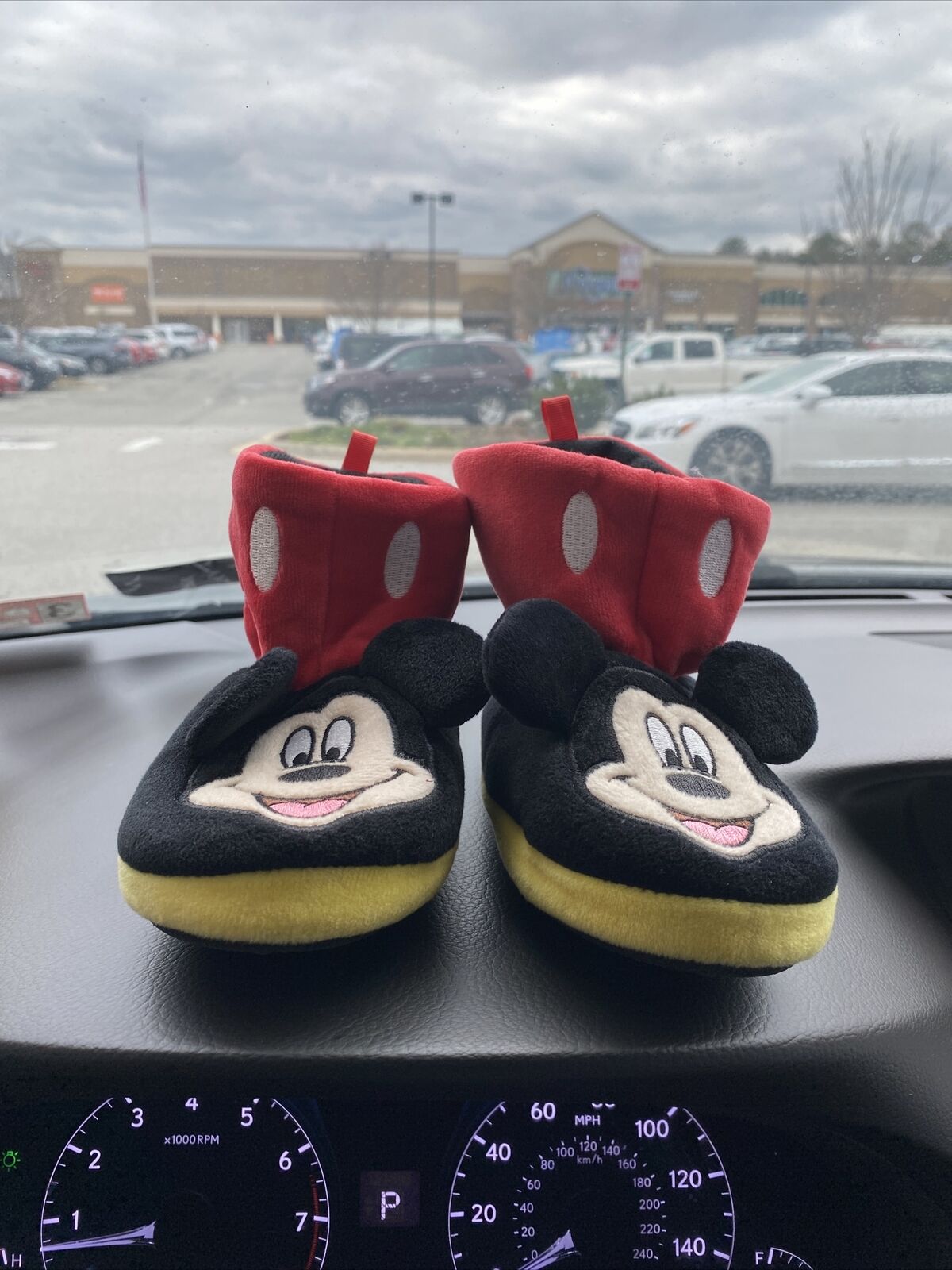 Disney Mickey Mouse Red and Black Soft Slippers Toddler Size 9/10