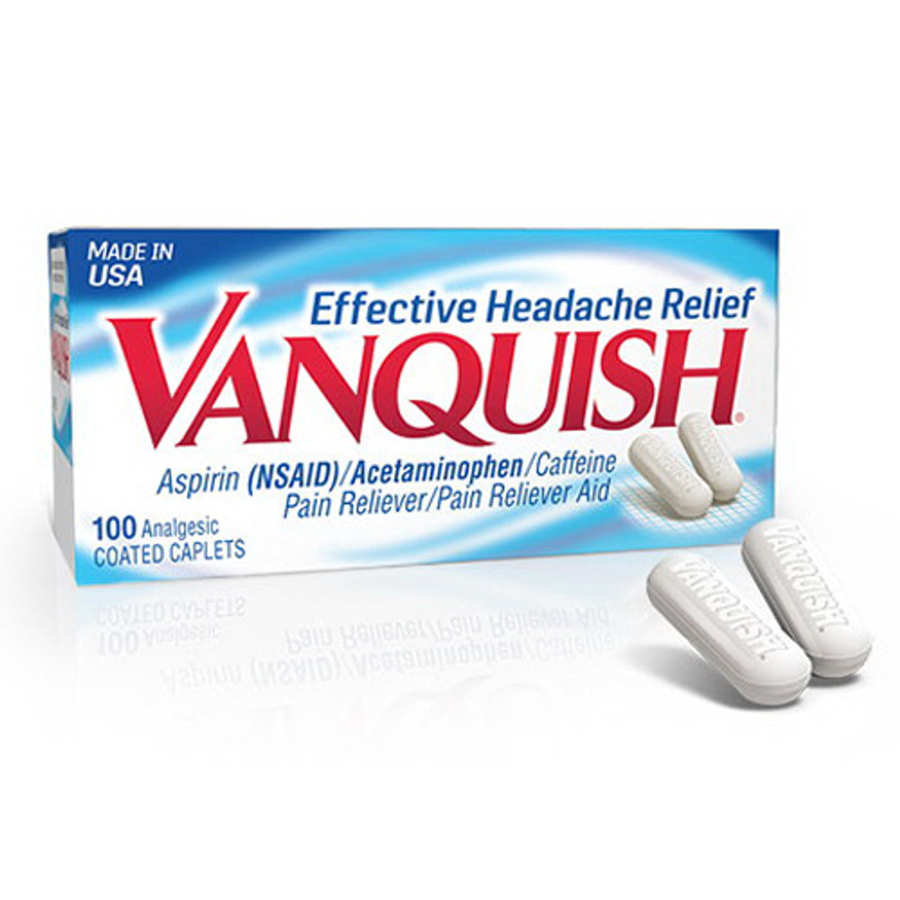 Vanquish Headache Relief With Aspirin Caplets, 100 Ea