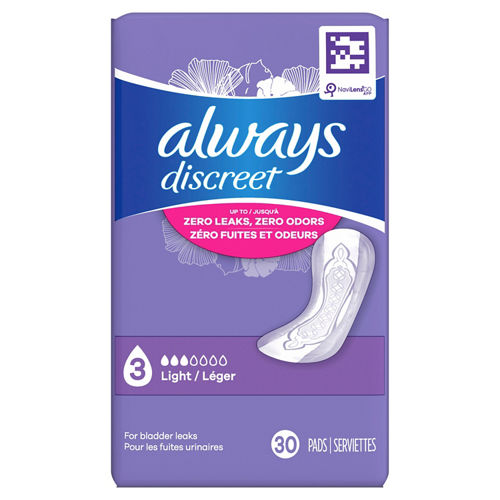 Always Discreet Very Light Long Incontinence Liners 44 ct.