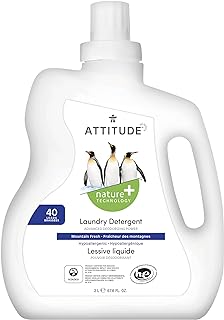 ATTITUDE Liquid Laundry Detergent, EWG Verified Laundry Soap, HE Compatible, Vegan and Plant Based Products, Cruelty-Free, Mountain Fresh, 40 Loads, 67.6 Fl Oz