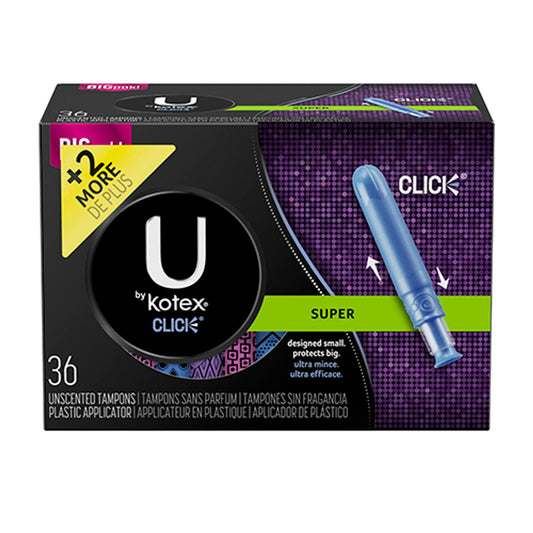 U By Kotex Click Compact Tampons Super Absorbency Unscented, 36 Ea