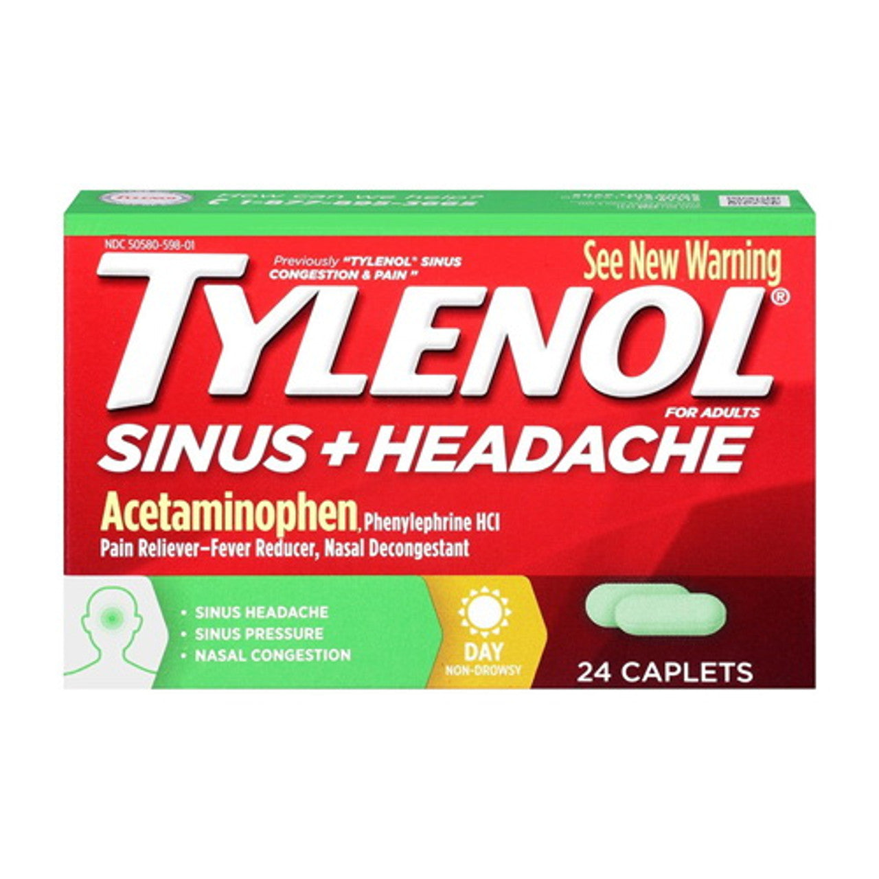 Tylenol Adult Sinus Plus Headache Caplets, Daytime, 24 Ea