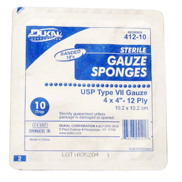 GAUZE IN TRAY 4X4 12-PLY STR 10