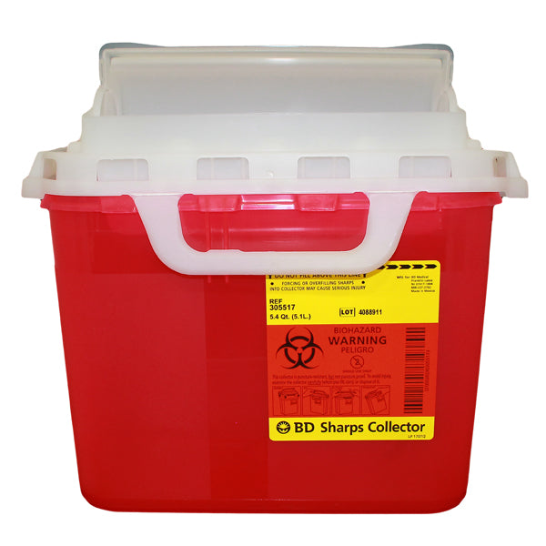 SHARPS CONTAINER 5.4 QT RED 1