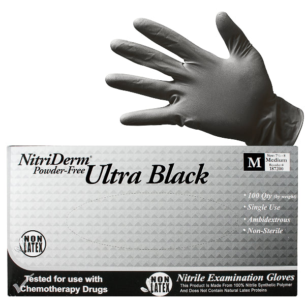 GLOVE EXAM NITRILE BLACK MED 100