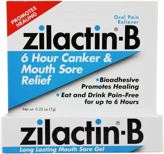 Zilactin-B Oral Pain Reliever, Long Lasting Mouth Sore Gel, 0.25 Oz