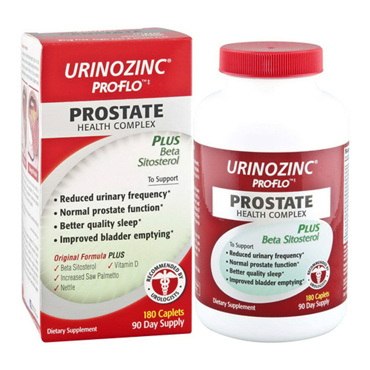 Urinozinc Prostate Formula Plus With Beta Sitosterol Caplets, 180 Ea