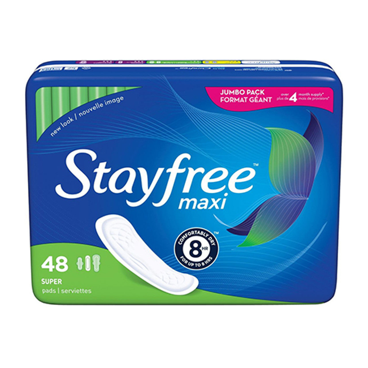 Stayfree Maxi Pads Super Feminine Pads, No Wings, Jumbo Pack, 48 Ea