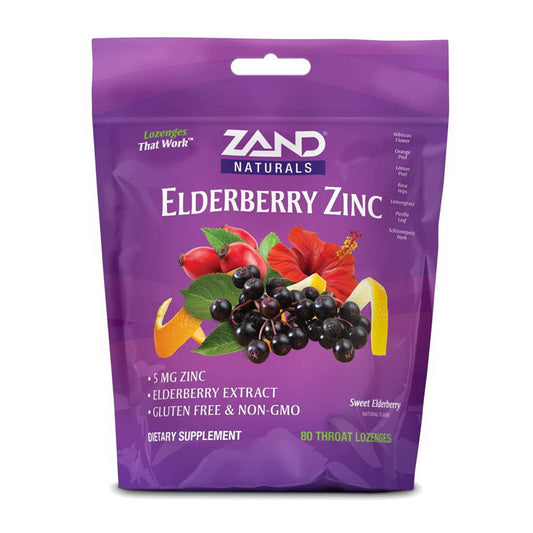 Zand Naturals Sweet Elderberry Zinc Throat Lozenges, 80 Ea