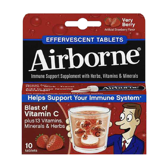 Airborne Immune Support Supplement With Herbs, Vitamins amins And Minerals, Very Berry - 10 Ea