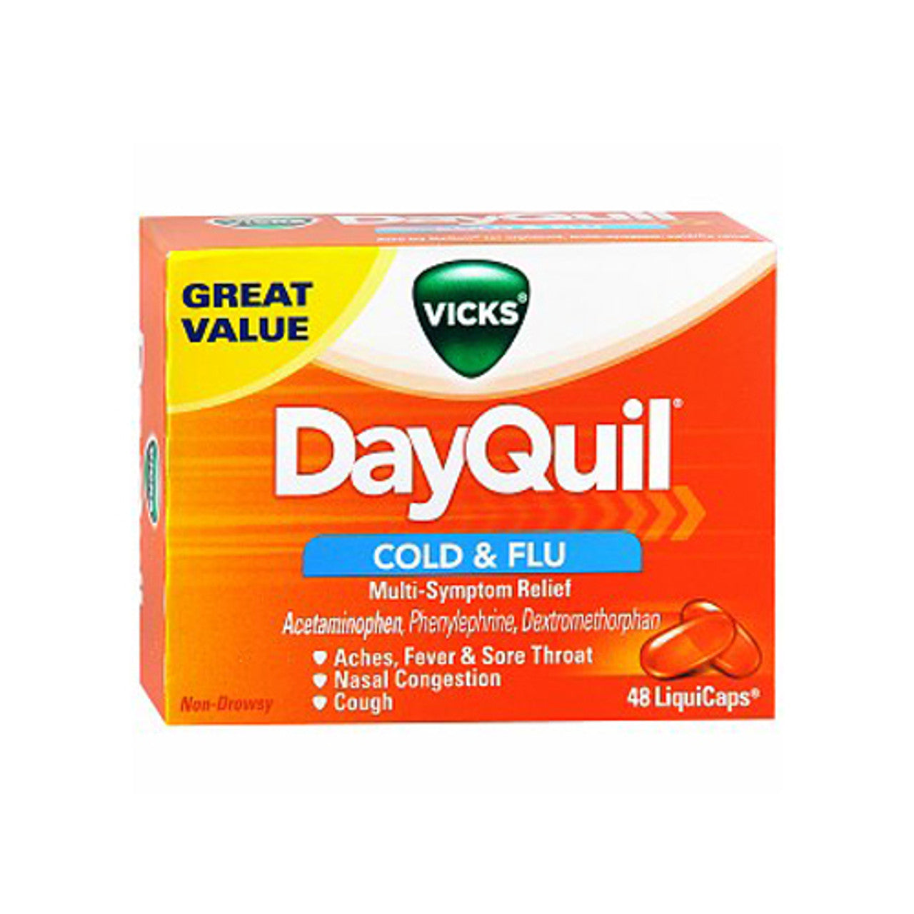 Vicks Dayquil Cold And Flu Multi-Symptom Relief Liquicaps - 48 Ea