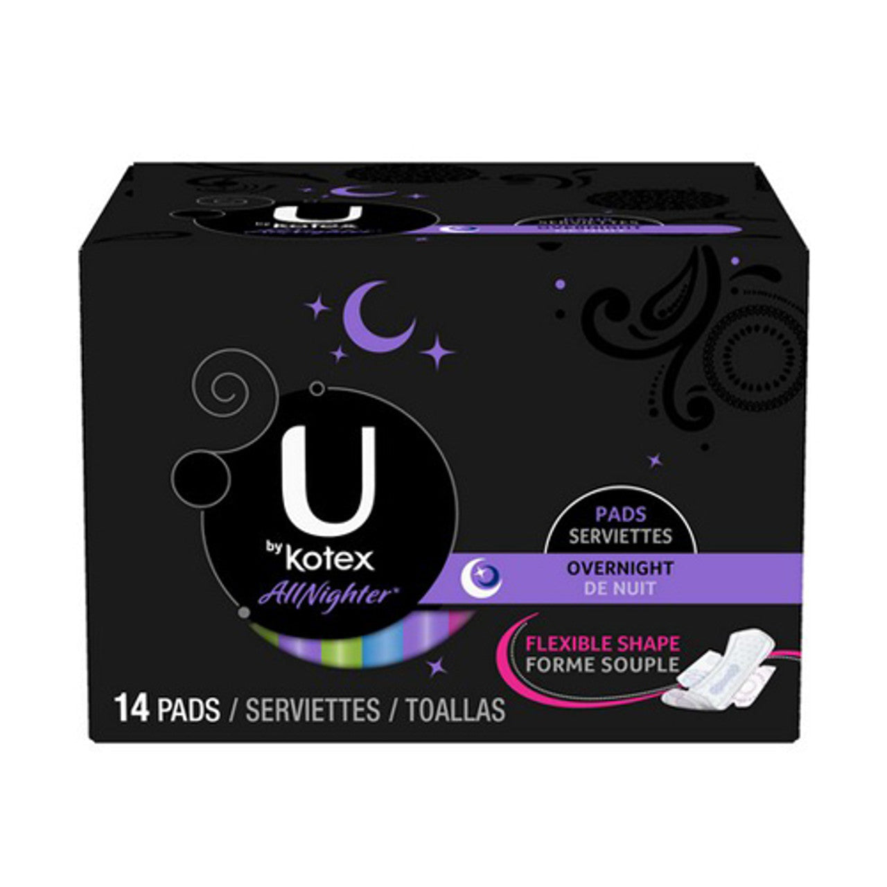 U By Kotex Ultra Thin Overnight Pads With Wings - 14 Ea