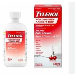 Tylenol Child & Adult Oral Suspension Pain & Fever, Acetaminophen, Cherry, 8 fl. oz