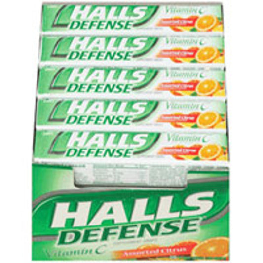 Halls Defense Vitamins amin C Supplement Drops Stick, Assorted Citrus - 9 Sticks/ Pack, 20 Pack
