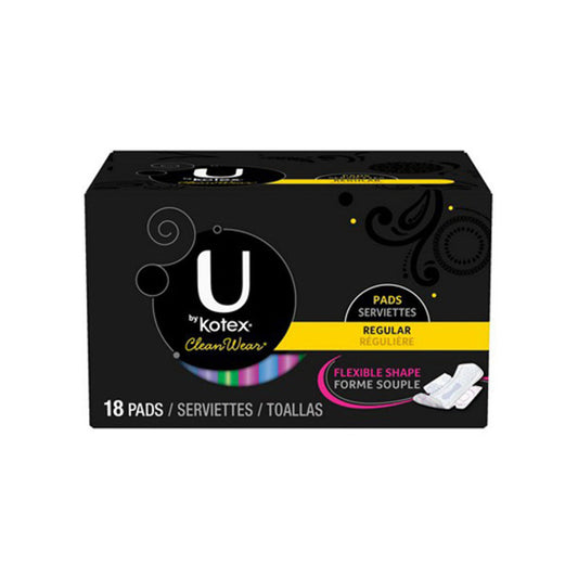 U By Kotex Clean Wear Ultra Thin Regular Wing Pads - 18 pads, 6 Pack