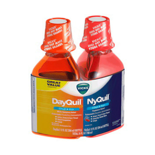 Vicks Dayquil And Nyquil Cold And Flu Relief Liquid, Combo Packs - 12 Oz, 2 Ea