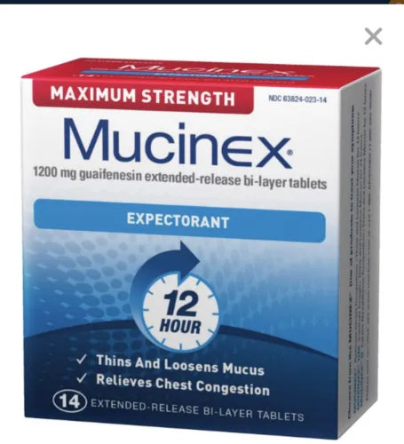 2 Pack Mucinex 600mg 12hr Expectorant 40 Tablets Per Pack Exp 2026