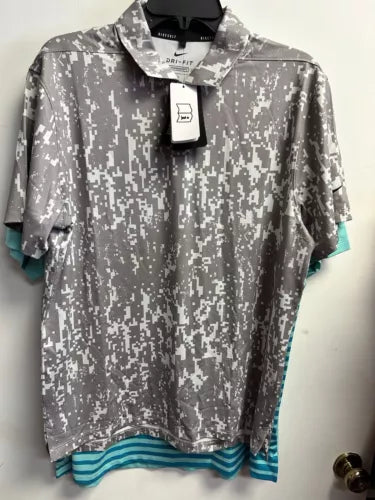 Nike Golf Performance Polo Shirt Mens XL Gray Digital Camo DriFit Standard Fit