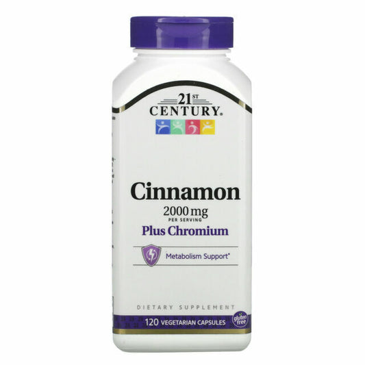21st Century Cinnamon Plus Chromium 2000mg Capsules - 120 Count 2 Pack