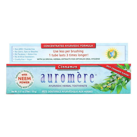 Auromere Ayurvedic Herbal Toothpaste Spicy Cinnamon, 3.57 Oz