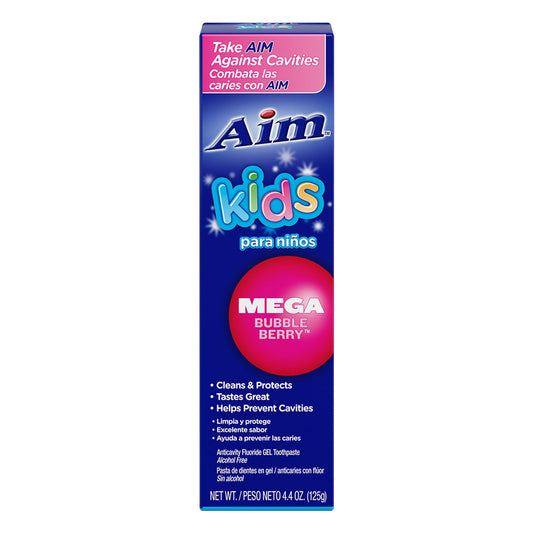 Aim Kids Gel Fluoride Toothpaste, Mega Bubble Berry, 4.4 Oz