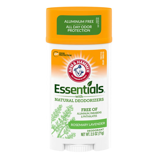 Arm & Hammer Essentials Fresh Rosemary Lavender Natural Deodorant Wide Stick, 2.5 Oz