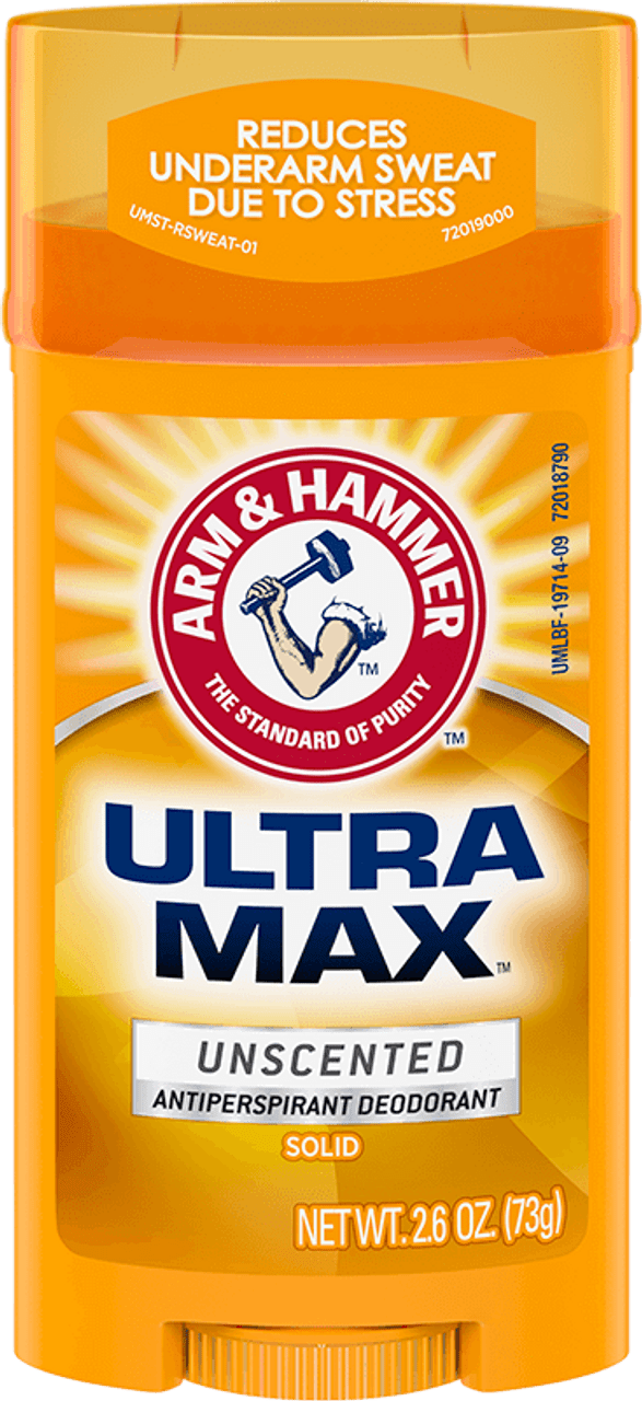 Arm & Hammer Ultramax Antiperspirant And Deodorant Invisible Solid, Unscented, 2.6 Oz