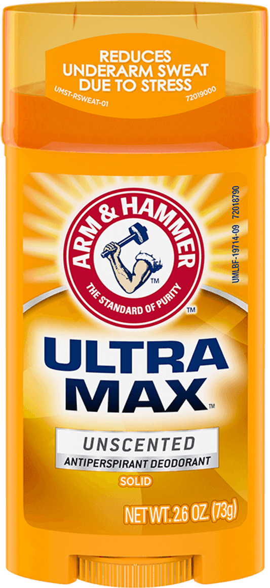 Arm & Hammer Ultramax Antiperspirant And Deodorant Invisible Solid, Unscented, 2.6 Oz