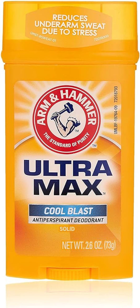 Arm & Hammer Ultramax Anti-Perspirant And Deodorant Wide Stick, Cool Blast, 2.6 Oz