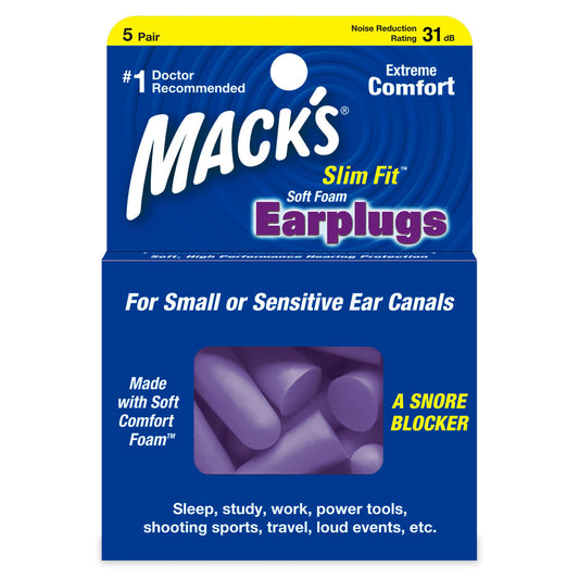 Macks Safe Sound Slim Fit Soft Foam Ear Plugs, 5 Pairs