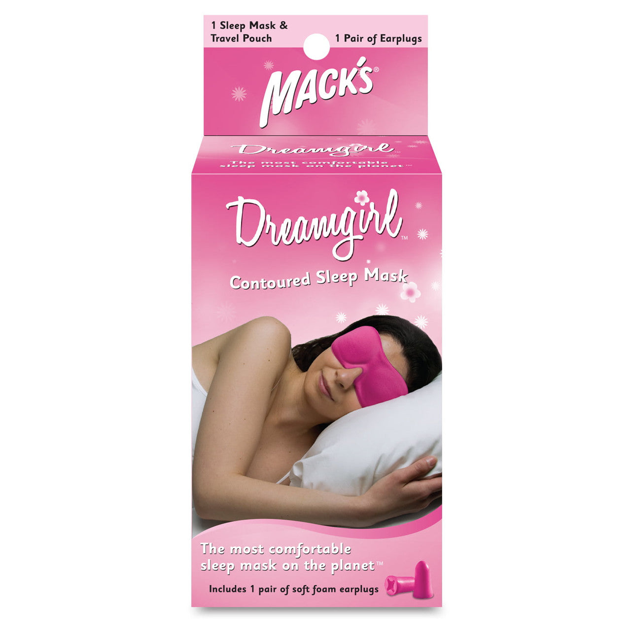 Macks Dreamgirl Contoured Sleep Mask, Free Pair Of Soft Foam Earplugs For Her, Fuchsia