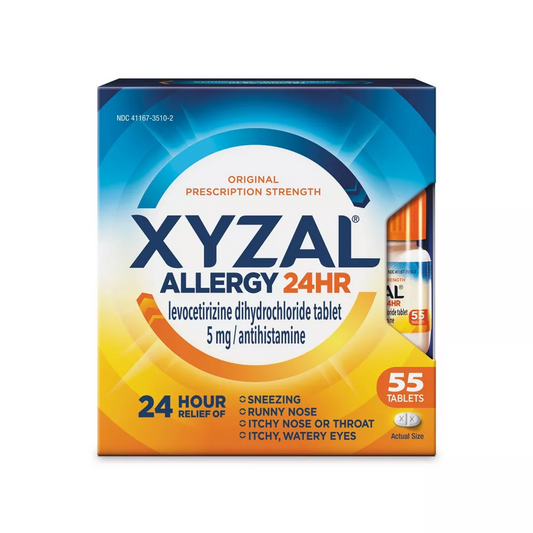 Xyzal Original Prescription Strength 24 Hour Allergy Relief Tablets, 55 Ea