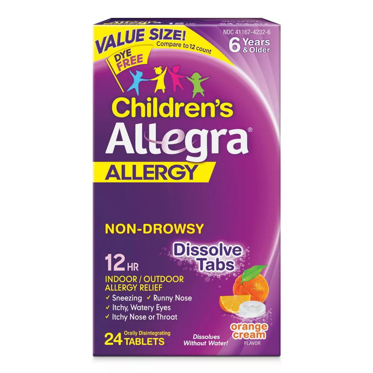 Allegra Childrens Allergy 12 hr Orally Disintegrating Tablets, Orange Cream, 24 ea