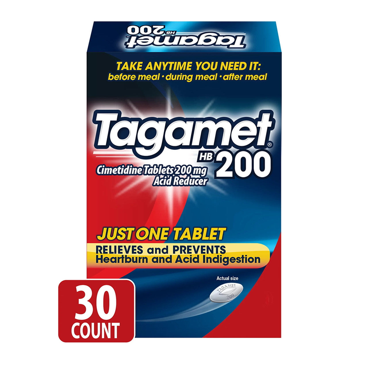 Tagamet HB 200 mg Cimetidine Tablets, Acid Reducer and Heartburn Relief, 30 Ea