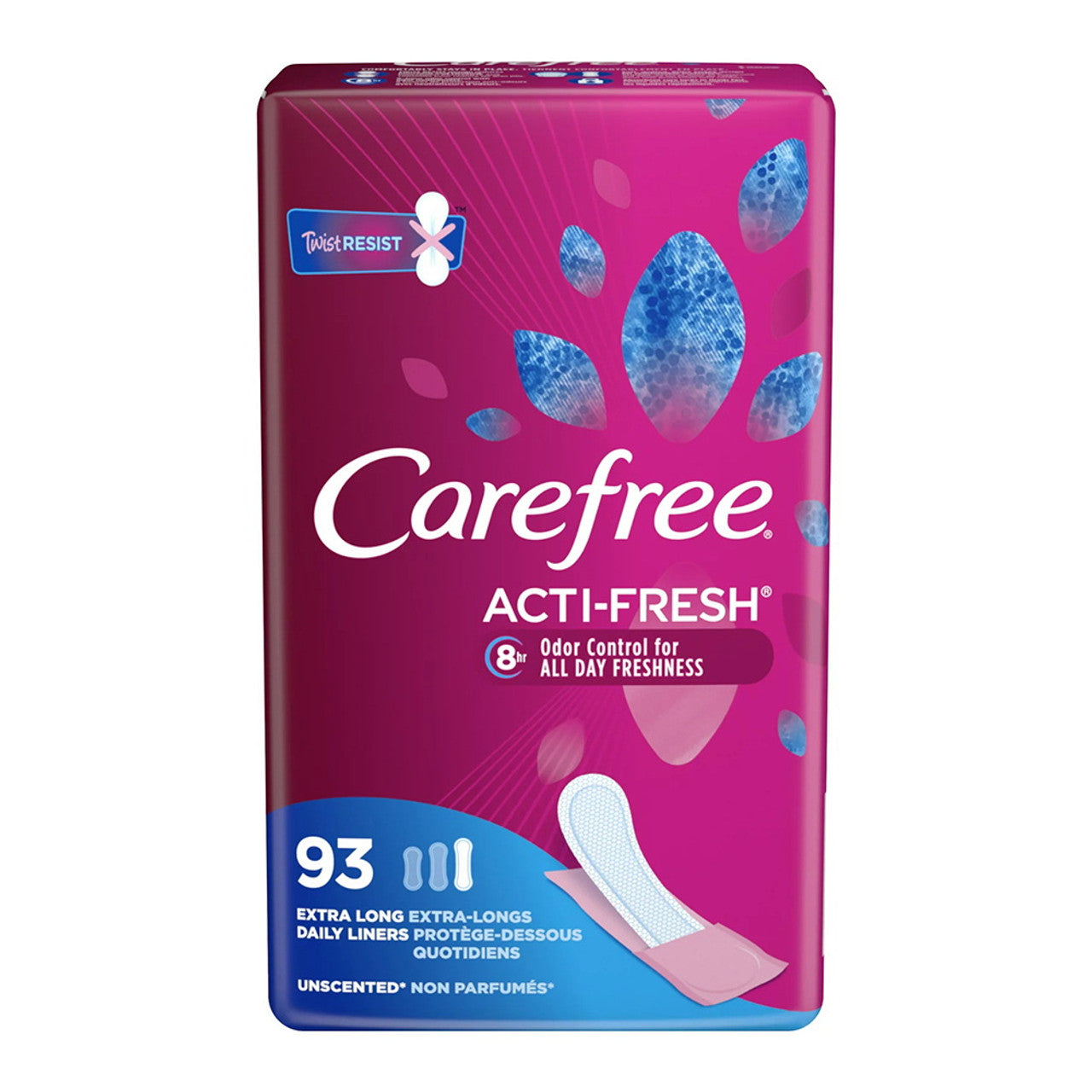 Carefree Acti Fresh Extra Long Daily Liners, Unscented, 93 Ea