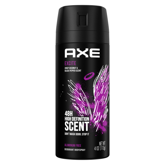 Axe Deodorant Body Spray, Excite, 4 Oz