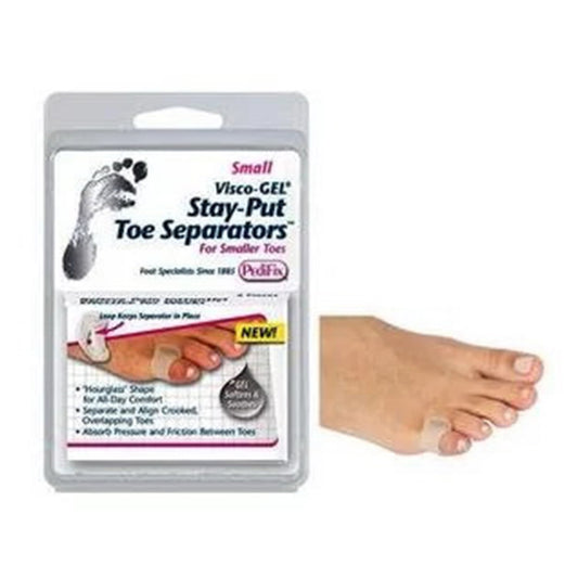 Visco Gel Stay Put Toe Spacers Instant Pain Relief, Small, 2 Ea