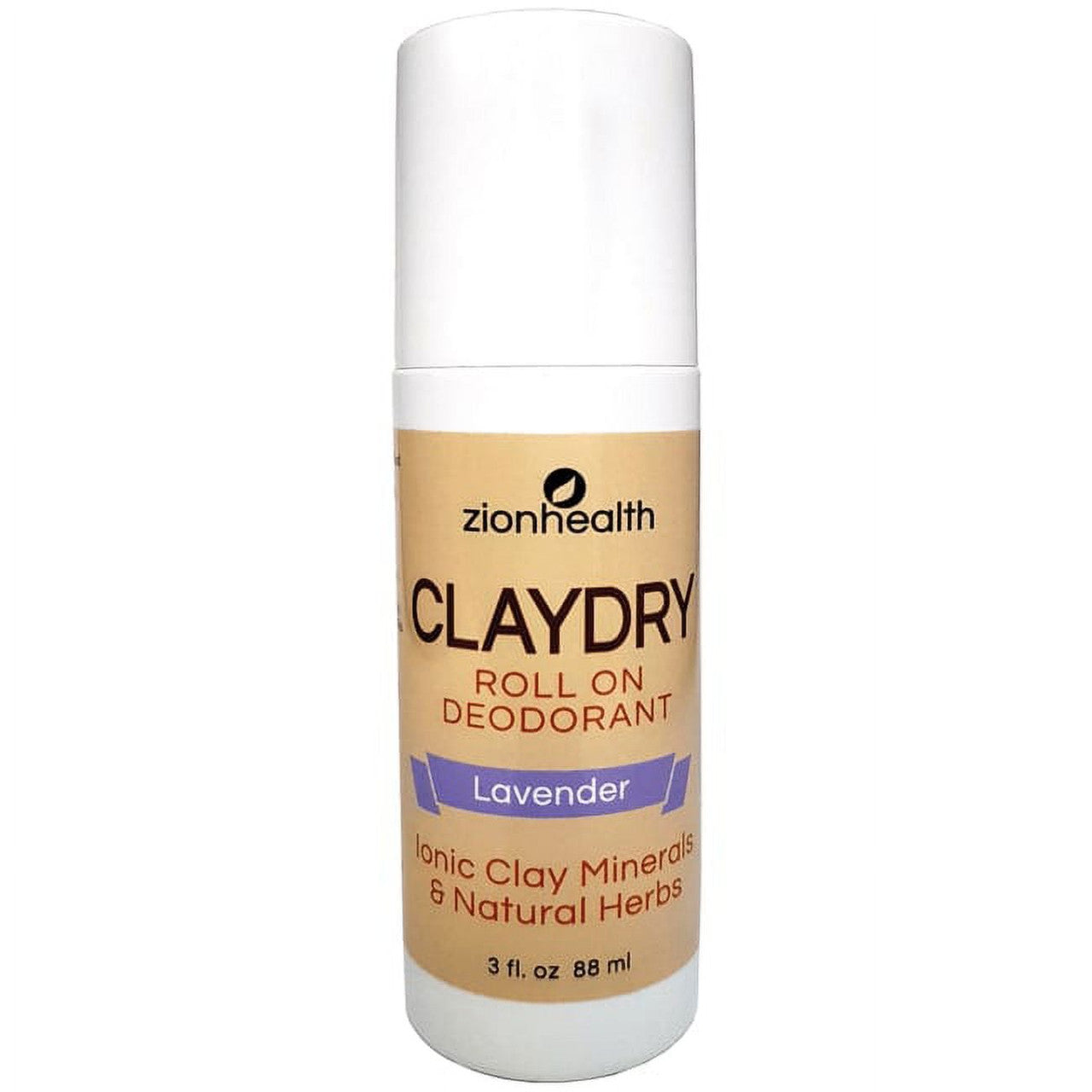 Zion Health Clay Dry Natural Roll-On Deodorant, 3 Oz