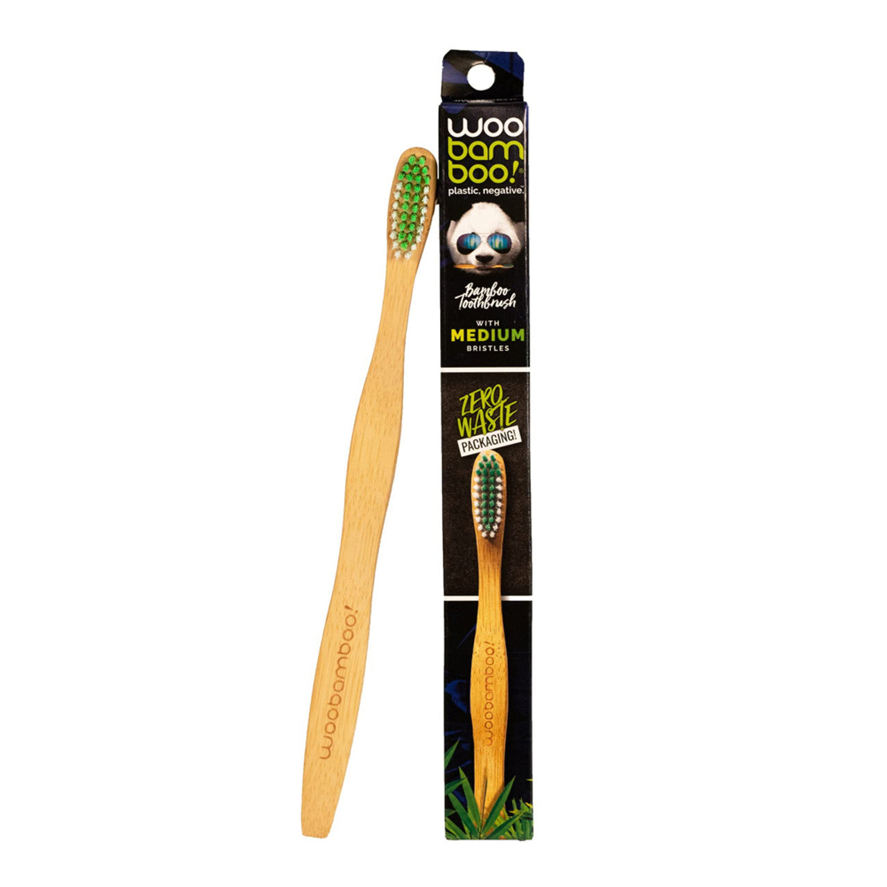 Woo Bamboo Adult Toothbrush Medium Zero Waste, 12 Ea