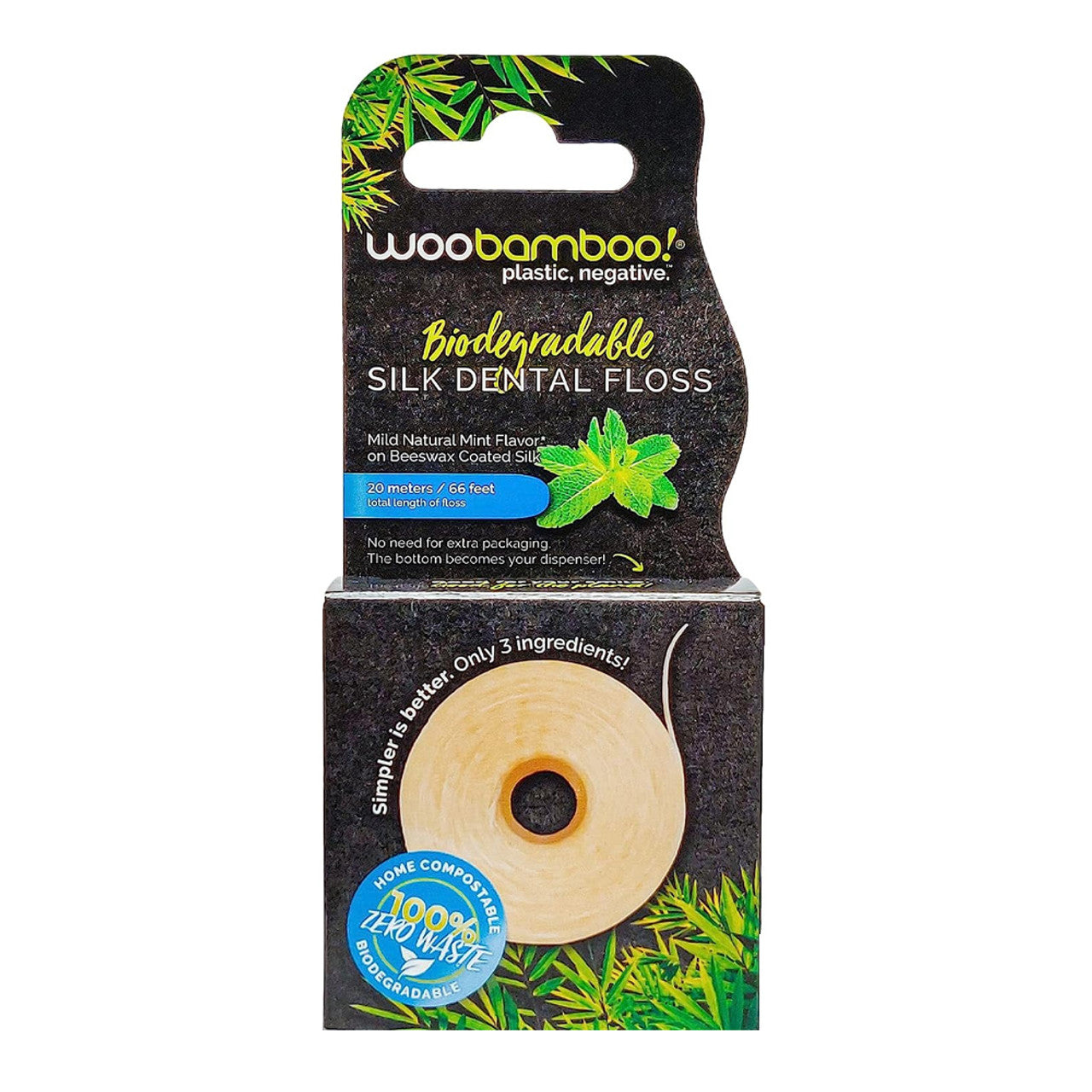 Woo Bamboo Biodegradable Silk Dental Floss Zero Waste, 6 Ea