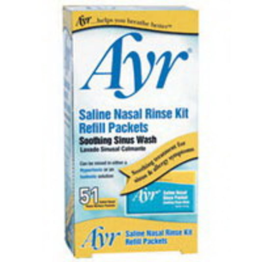 Ayr Saline Nasal Rinse Kit Refill Packets, Soothing Sinus Wash - 51 Ea