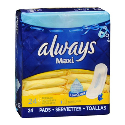 Always Maxi Pads, Regular Protection - 24 Pads, 12 Ea